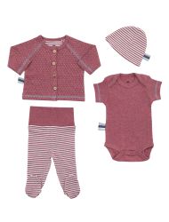 OrganicEra Organik Yenidoğan Set - 4 Parça, Bordo Melanj