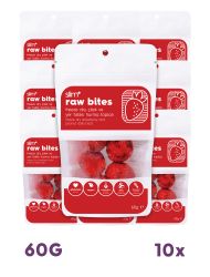 10 Paket Freeze Dry Çilek Kaplı Glutensiz Vegan Yerfıstıklı Hurma Topları Raw Bites 60gr