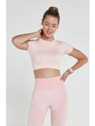 Jerf Captiva Yumuşak Dokulu & Esnek Crop Top Pembe