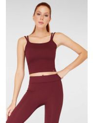 Jerf Darwin Çift Askılı Crop Top Bordo