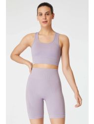 Jerf Gela Çift Katlı Kompress Sport Bra Pastel Mor