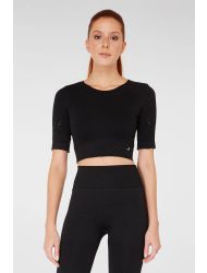 Jerf Naples Kısa Kol Crop Top Econyl Siyah